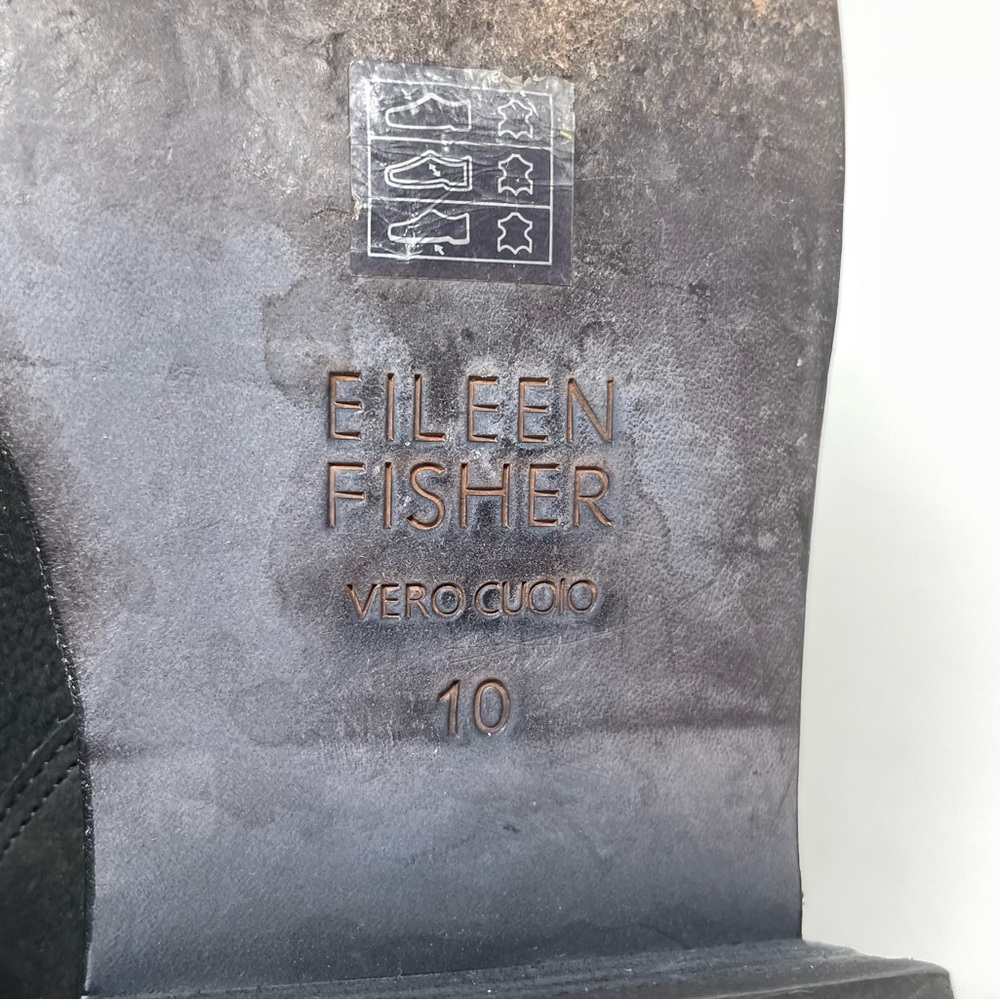 Eileen Fisher Leaf Black Nubuck Booties 10 - Picture 8 of 9